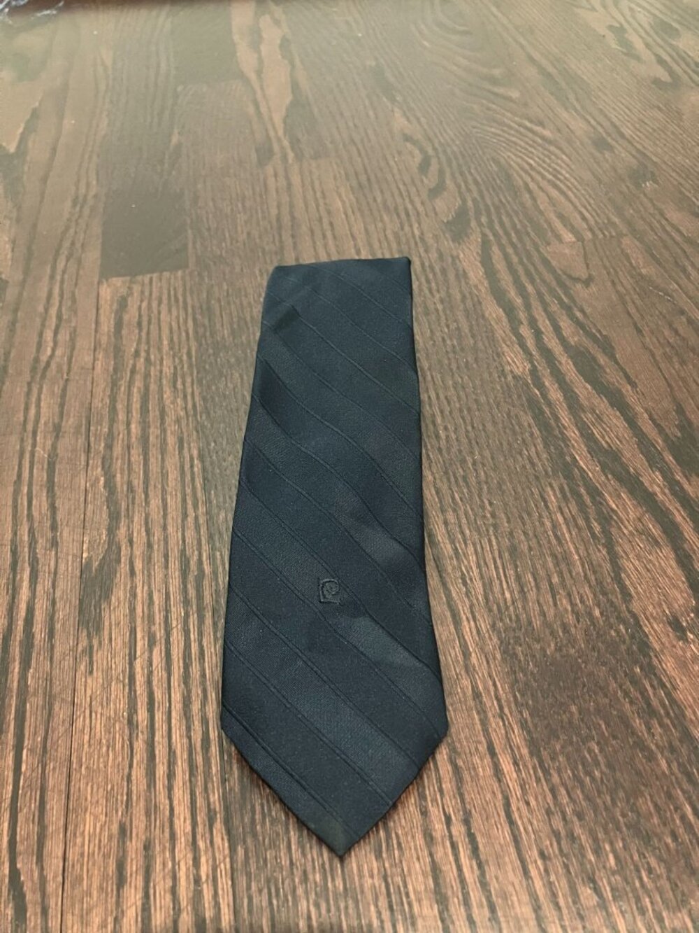 VTG Pierre Cardin Men's Striped Logo Necktie, Navy Blue, One Size
